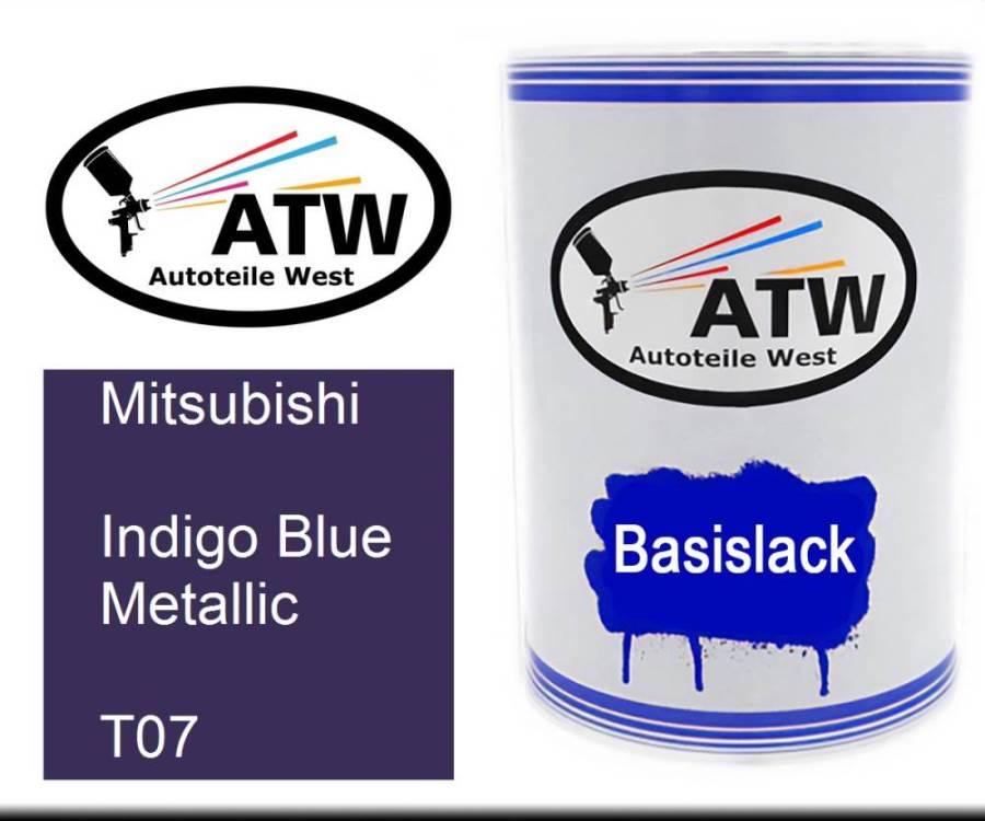 Mitsubishi, Indigo Blue Metallic, T07: 500ml Lackdose, von ATW Autoteile West.